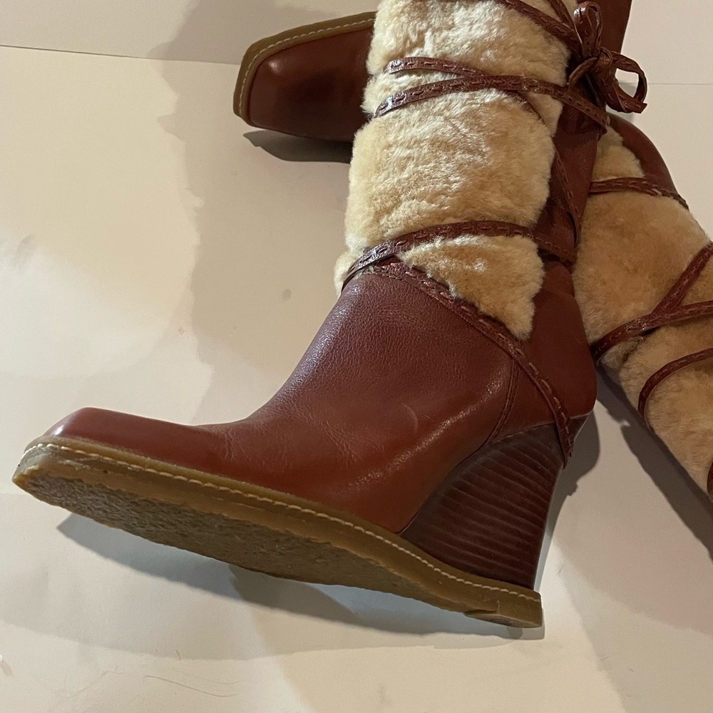 Boots! Brown leather. Size 9. Vince Camuto. Wedge heel. Practically new.